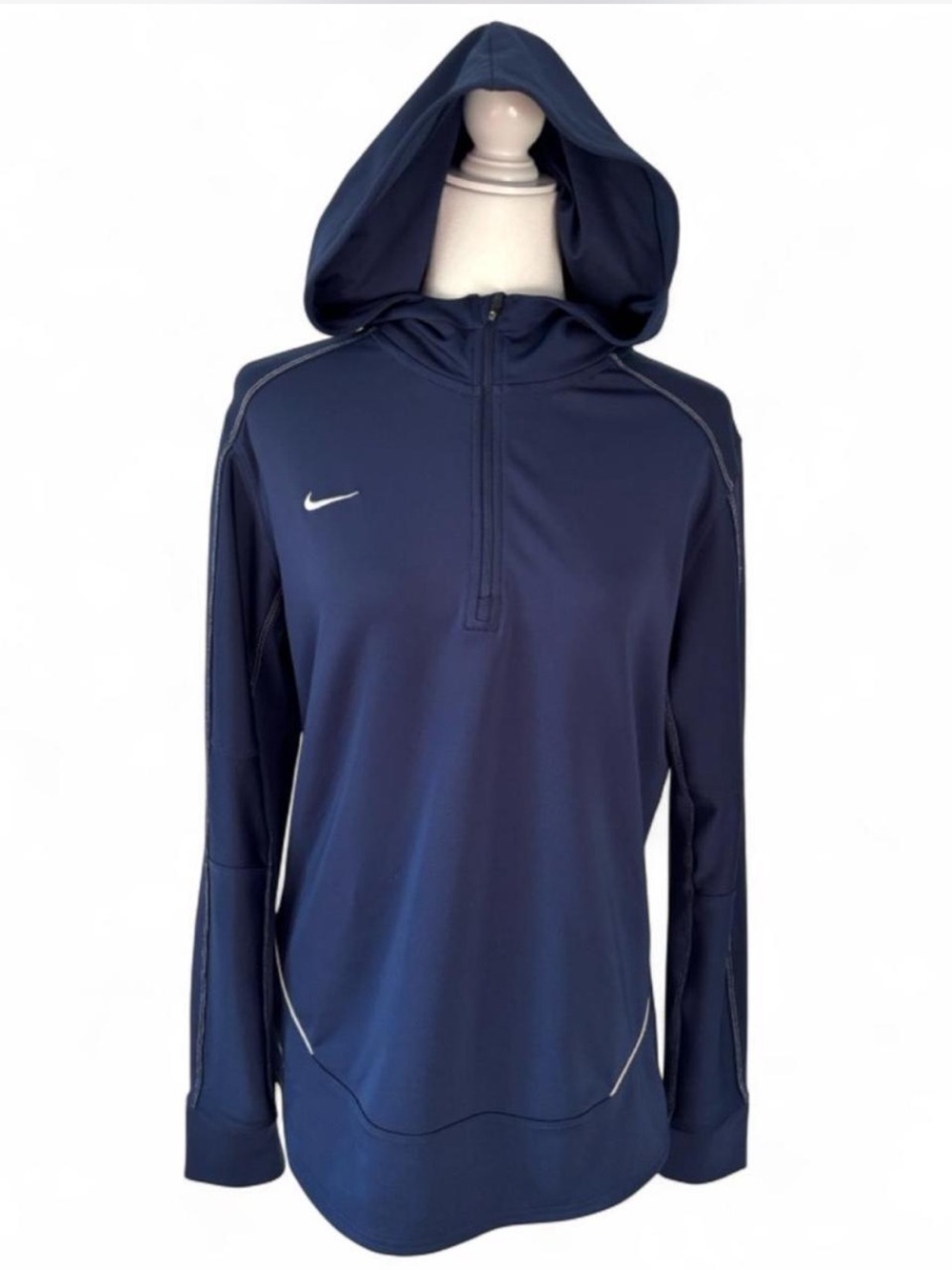 Nike Hooded Running Top Size Medium Quarter Zip Dri-Fit Lightweight Layering